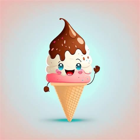 Premium Photo Cute Cartoon Ice Cream Cone Character