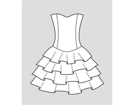 Dress Vector Fashion Flat Sketch Adobe Illustrator Design Etsy