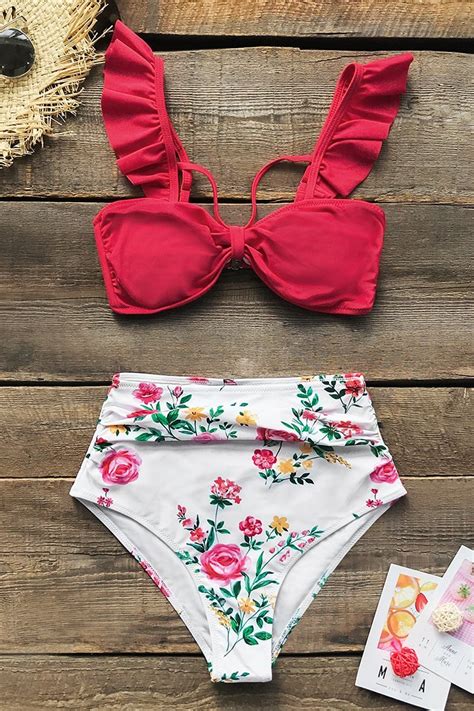 Pink Knotted Bikini With Floral Bottom