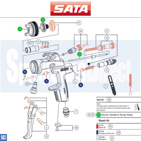 Satajet 3000 K Spray Gun Parts Breakdown Spray Guns Direct