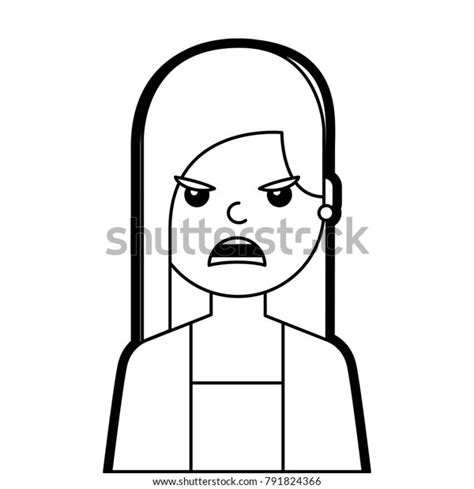 Portrait Woman Angry Facial Expression Cartoon Stock Vector Royalty