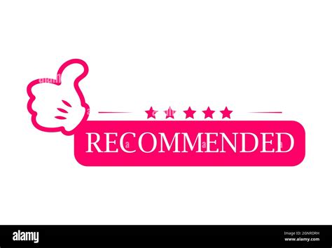 Red Pink Vector Illustration Banner Recommended With Thumbs Up Stock