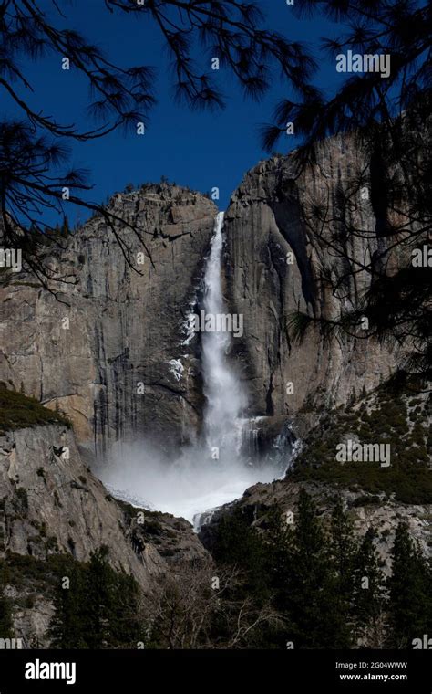 Upper Yosemite Falls At Maximum Discharge As Snowmelt Catapults Down