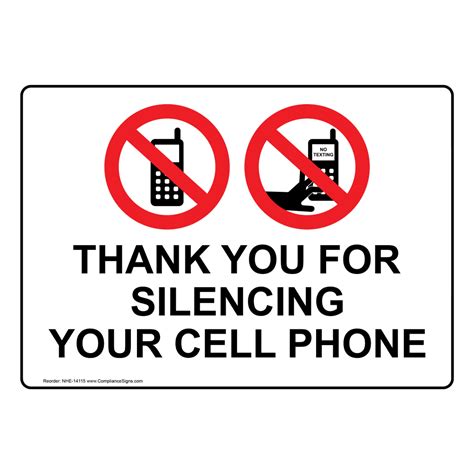 Cell Phones Phone Rules Sign Thank You For Silencing Your Cell Phone