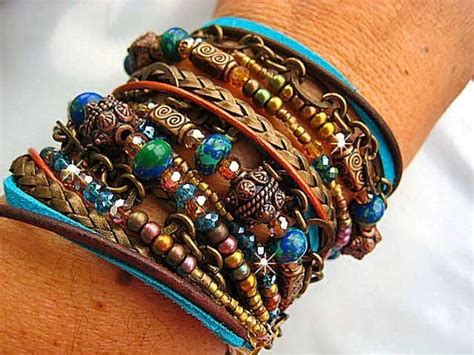 Stunning Chic Endless Leather Wrap Czech Crystal Azurite Beaded