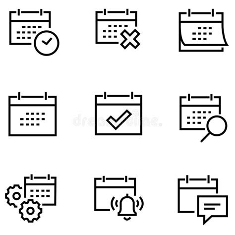 Conjunto Simples De ícones De Linha Vetorial Relacionados Ao Calendário