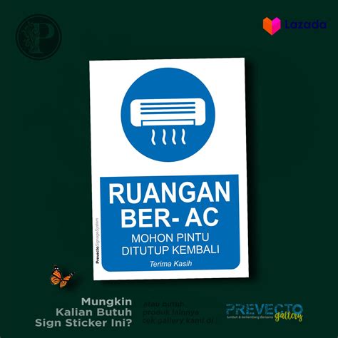 Sticker Sign Ruangan Ber AC Pintu Tutup Kembali Lazada Indonesia