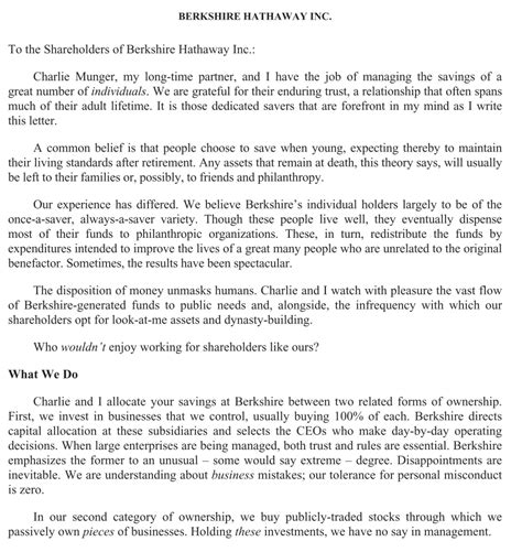 巴菲特致股东的信 2023原文 Warren Buffetts annual letter to Berkshire Hath 哔哩哔哩