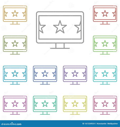 Bioscoop Sterren Tv Monitor Pictogram Met Meerdere Kleuren