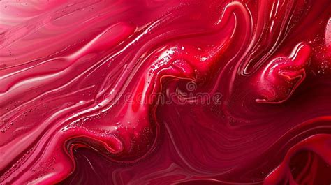 Abstract Red Liquid Paint Background With Swirling Patterns And Dynamic