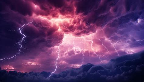 Premium Photo | Dark sky thunderstorm electricity bolt glowing purple ...