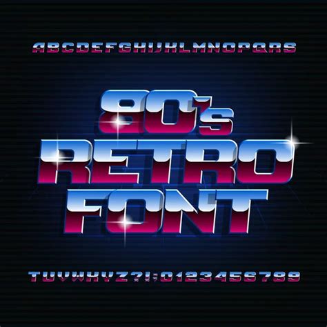 80s Retro Alphabet Fuente May Sculas Letras Shiony It Lica N Meros Y