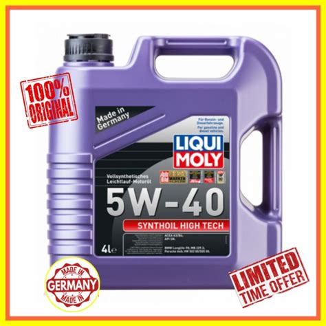 Liqui Moly 5w 40 Synthoil High Tech 4L 5L 5W40 Shopee Malaysia