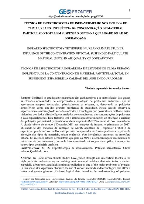 PDF TÉCNICA DE ESPECTROSCOPIA DE INFRAVERMELHO NOS ESTUDOS DE CLIMA