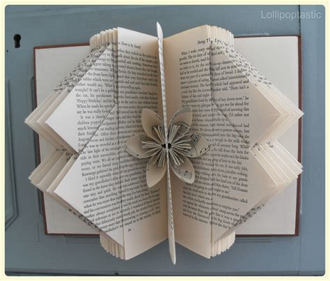 Hand Folded Book Art Featuring A Beautiful Origami Flower Old Book