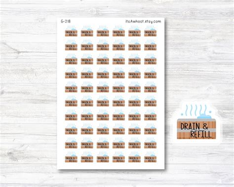 Hot Tub Planner Stickers Hot Tub Drain Refill Stickers G218 Etsy