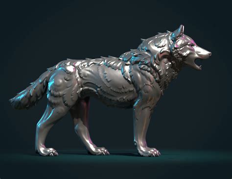 Wolf Sculpture - 3D Print Model by Skazok