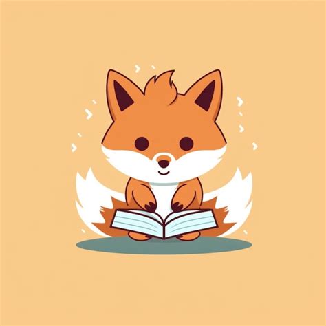 Premium Photo Cartoon Fox Reading A Book With A Smile On His Face