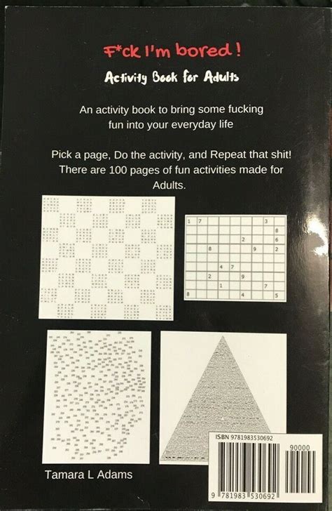 F Ck I M Bored Activity Book For Adults By Tamara L Adams Paperback