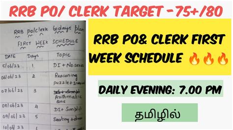 RRB PO CLERK One Week Study Plan RRB PO CLERk Classes Tamil RRB