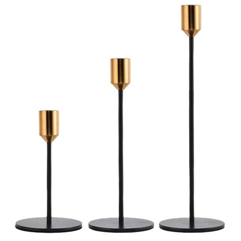 Buy Matte Black Candle Holders Set Of For Taper Candles With Brass