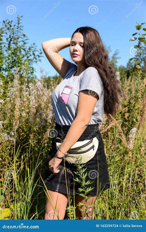 Russian Brunette Teenager Girl On The Nature Stock Photo Image Of Park Beautiful 163259724
