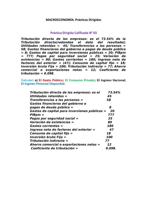 Macro Pr Cticas Dirig Ejerciso Macroeconom A Pr Cticas Dirigidas