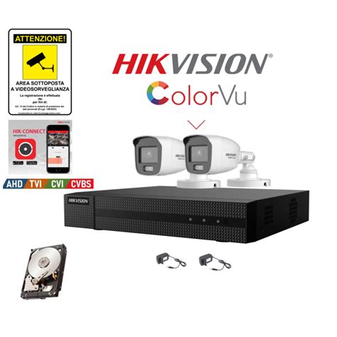 Kit Videosorveglianza Hikvision Dvr Canali Telecamere Color Vu