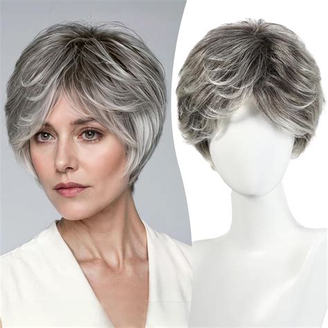 Amazon BLONDE UNICORN Silver White Pixie Cut Wig For Women Fiber Remy Human Hair Blend