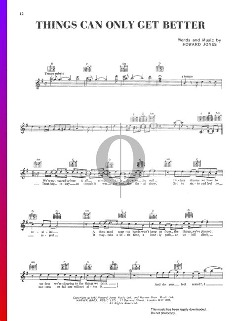 Things Can Only Get Better Howard Jones Piano Sheet Music Oktav