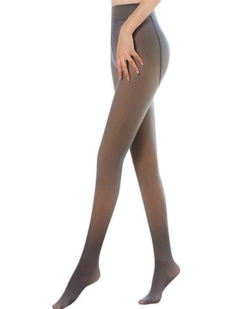 Cathery Womens Fleece Lined Tights Fake Translucent Thermal Pantyhose