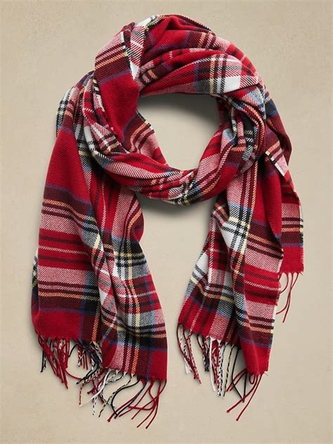 Red Festive Plaid Scarf Banana Republic Factory