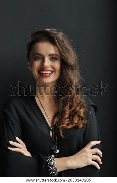 Sexy Brunette Red Lips Girl Red Stock Photo Shutterstock