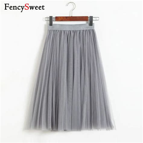 FencySweet Tulle Skirts Women Black Gray White Adult Tutu Skirt Elastic