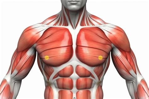 가 근육 Pectoralis 대형 및 소형 해부학 근육 프리미엄 사진