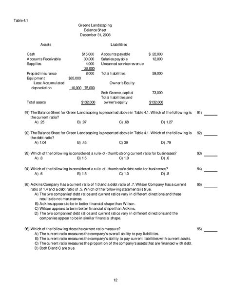 Practie Test For Econ 121 Final Exam 1 12 Table 4 Greene