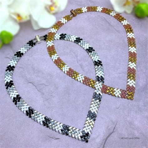 Half Tila Herringbone V Necklace Tutorial Beaded Necklace Tutorial