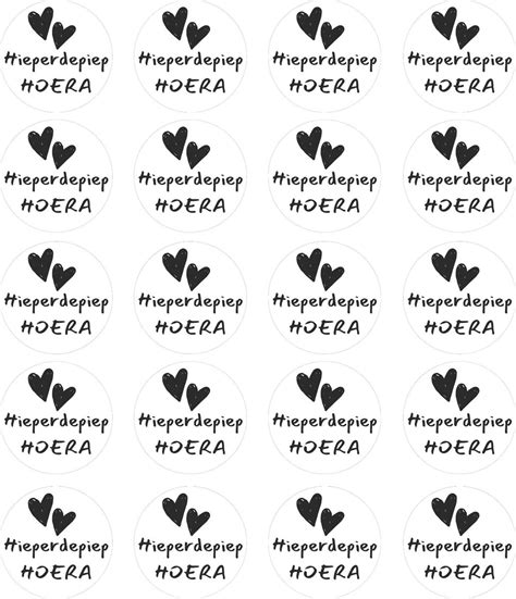 20 X Verjaardag Stickers Traktatiestickers Hieperdepiep Hoera