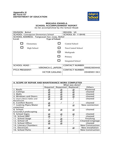 Brigada Eskwela Form