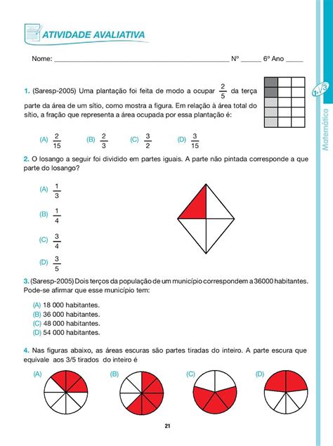 Frações 6 Ano Exercícios Librain