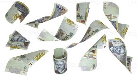 3D Rendering Of Haitian Gourde Notes Flying In Different Angles And