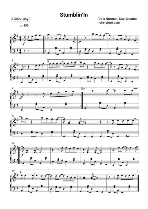 Stumblin In Piano Sheet Music Easy Chris Norman Suzi Quatro In Note