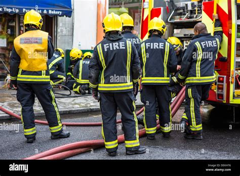 Emergency Services Firefighters From The London Fire Brigade Respond