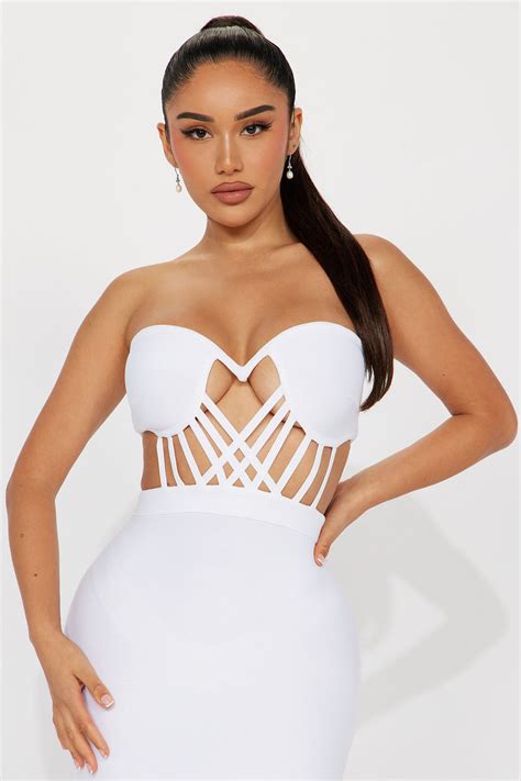 Gianna Bandage Midi Dress White Fashion Nova Dresses Fashion Nova