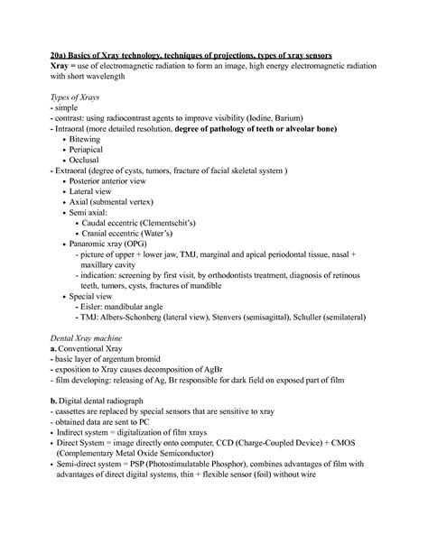 SOLUTION: 20a basics of xray technology techniques of projections types
