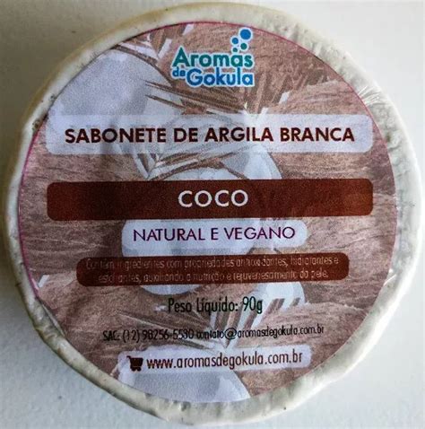 Sabonete Argila Branca Coco 90g Aromas De Portal Vegano