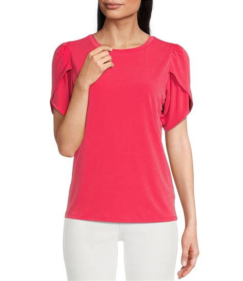 Michael Michael Kors Solid Lux Matte Jersey Tulip Sleeve Shirt Dillards