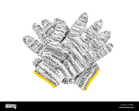 Black And White Cotton Gloves Isolated On White Background Stock Photo