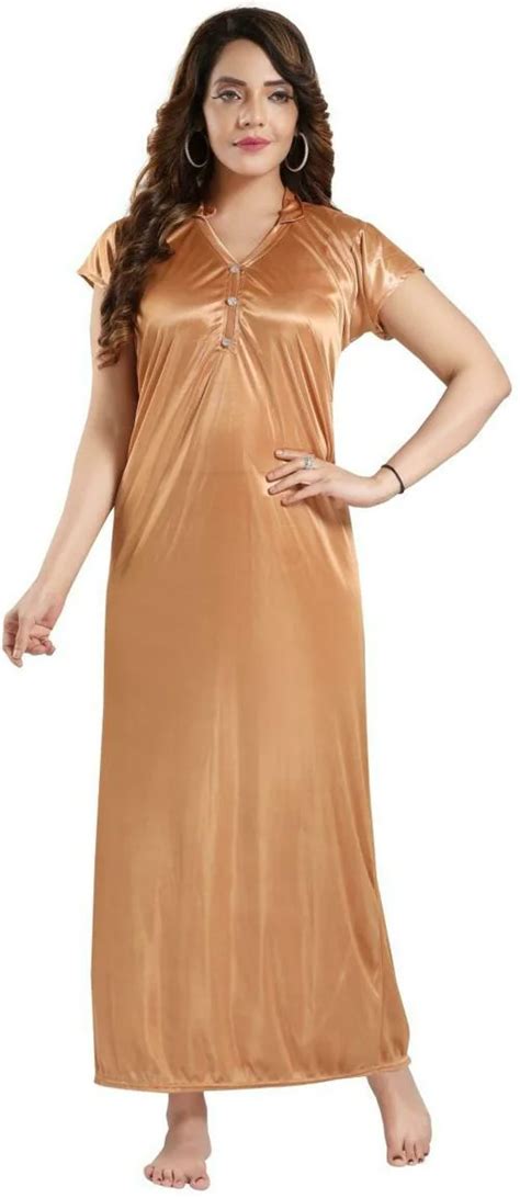 Buy Zionity Women Beige Solid Satin Nighty Online At Best Prices In