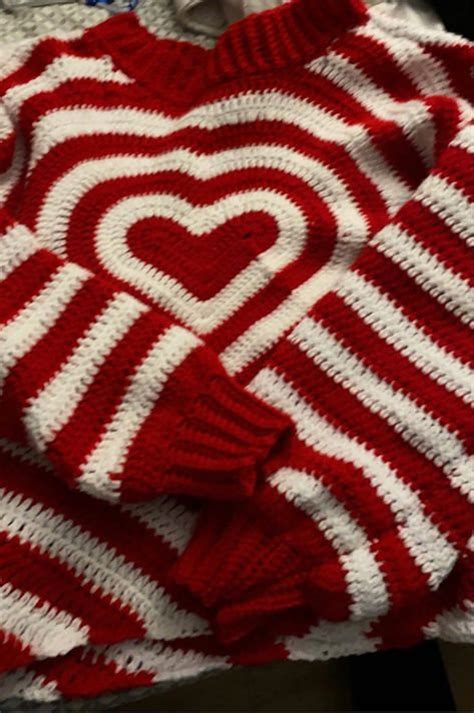 Crochet Heart Sweater Etsy